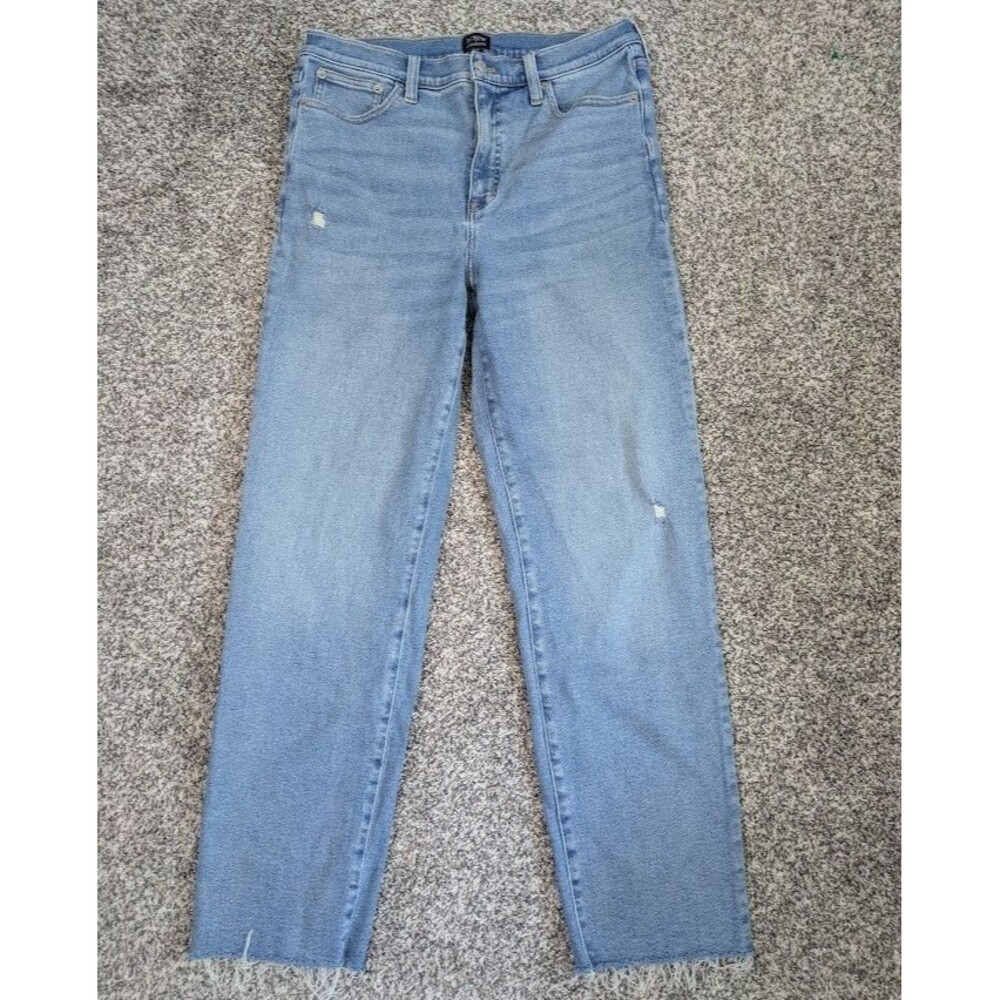 J.Crew Factory Stovepipe 31 T Tall High Rise Raw Hem Cut Off Jeans